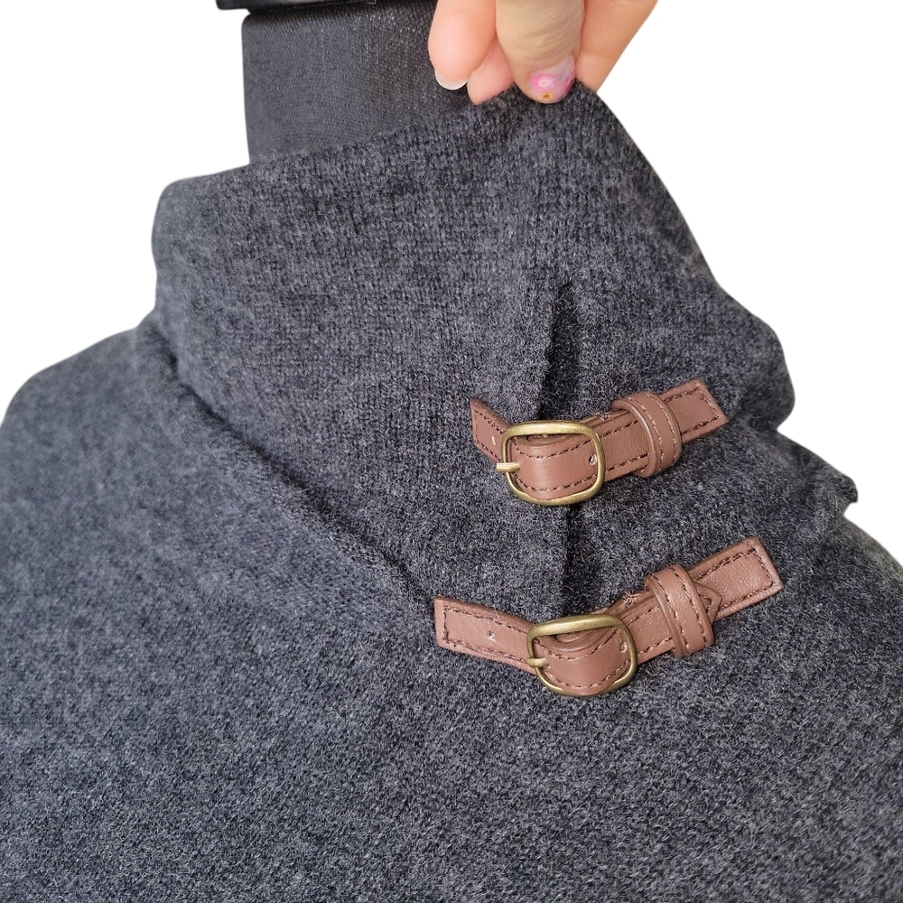 Tyler Boe Gray 100% Cashmere Turtleneck Cape Sweater Women's Size XS - Picture 9 of 14